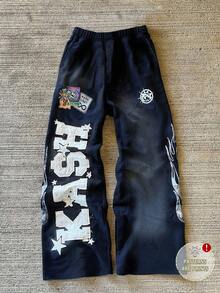 SHEIN Women's Fashionable Printed Retro Style Pants - Navy Blue - View 1