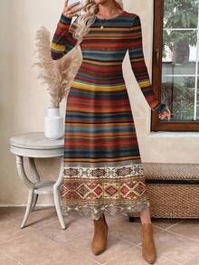 EMERY ROSE 女士复古图案长裙，适合秋冬 - 彩色 - 查看 1
