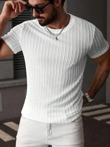 SLATEMANN Men Solid Color Short Sleeve Plain Casual T-Shirt, For Husband - White - View 6