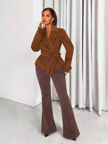 Zolique Women's Solid Color Minimalist Casual Long Sleeve Jacket