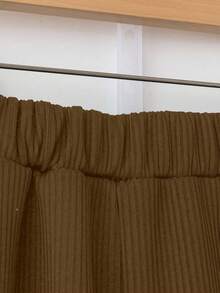 Franclia 女式厚灯芯绒松紧腰直筒裤，秋冬 - 咖啡棕 - 查看 4