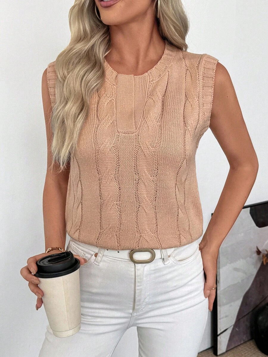 EMERY ROSE Áo dệt kim trơn màu casual dành cho nữ, thích hợp cho mùa thu. - Bụi hồng - Xem 1