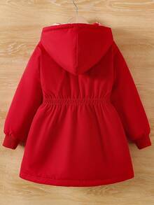 Sparklyn 少女双面连帽保暖夹克，冬季 - 紅色 - 查看 2