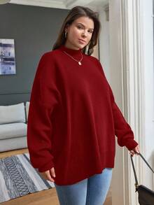 EURMUSE Sweter w jednolitym kolorze, z długim rękawem i odsłoniętymi ramionami, w dużym rozmiarze