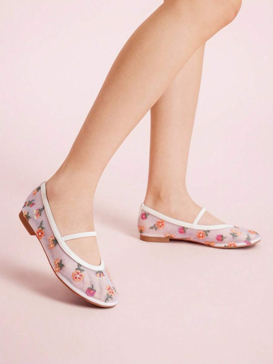 CUCCOO DOLLMOD Giày bệt thời trang thanh lịch họa tiết hoa gợi cảm dành cho nữ, thường ngày và dự tiệc - trắng - Xem 1