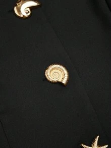 SHEIN CURVE+ Áo khoác tay dài thanh lịch khóa kim loại bất đối xứng cỡ lớn - màu đen - Xem 8