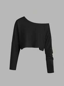 Sweetra 2 件套女士露肩长袖衬衫，通勤百搭，秋季 - 彩色 - 查看 3