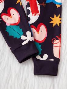 2pcs Young Boy Christmas Pajama Set,Cute Penguin,Bear,Snowman,Gingerbread Man & Candy Print Snug Fit Long Sleeve Top And Pants,Autumn Family Matching - Multicolor - View 5