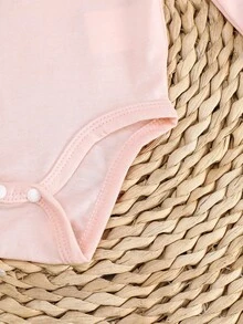 SHEIN Playful Pals Newborn Baby Girls/Boys White Solid Color Crossed Collar Comfortable Cute Fun Elegant Simple Fashion Soft Long Sleeve Elastic Bodysuit Outfit Set