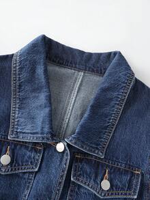 GlowEve Women's Turndown Collar Long Sleeve Single-Breasted Pocket Casual Denim Dress