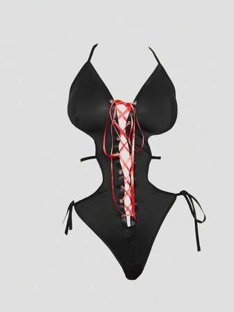 Grunge Punk Dark Punk Corset Lace-Up Sexy Bodysuit