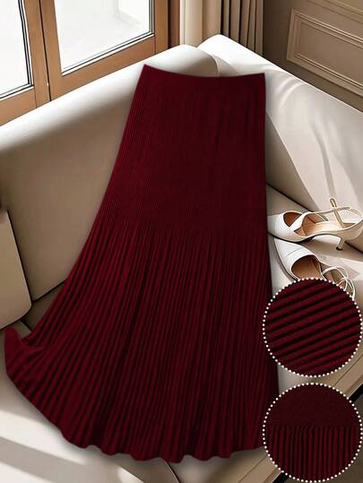 GlowEve CURVE 大码女式纯色松紧腰褶皱休闲裙