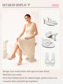 CUCCOO CHICEST Brown PU Ladies Pointed Toe High Heel Mule Sandals Spring Shoes Spring Break Easter Prom Heels