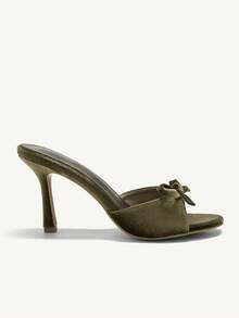 CUCCOO CHICEST 棕色 PU 女式低跟方头一脚蹬穆勒鞋 - 橄欖綠 - 查看 11