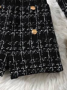 Serisse Kids Tween Girl Urban Chic Long Sleeve Jacket And Shorts Set Girls Two Piece Suit Girls Black Plaid Set Girls Autumn And Winter Suits Girls Plaid Set Two Piece Kids Set