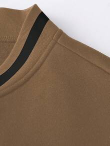 Manfinity Homme 男士字母印花撞色长袖单排扣休闲棒球夹克，秋季 - 彩色 - 查看 5