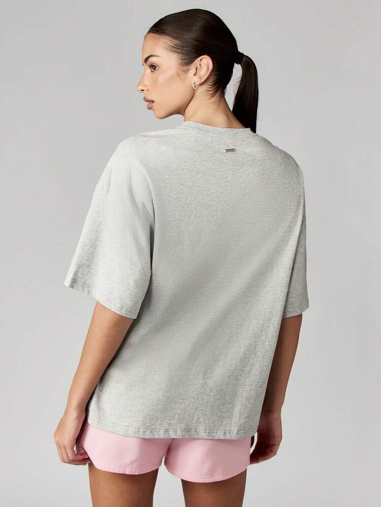 Missguided x Playboy T-shirt oversize in misto cotone con stampa multicolore di lettere, maniche corte, casual, stile streetwear, adatta per l'estate e la primavera