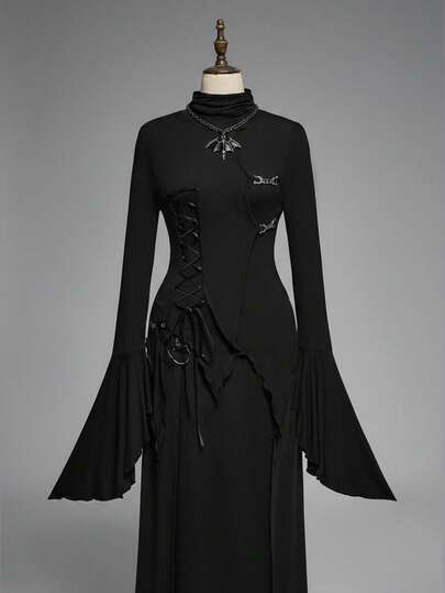 EDITION Women's Gothic Mysterious Wizard Asymmetrical Hem Top