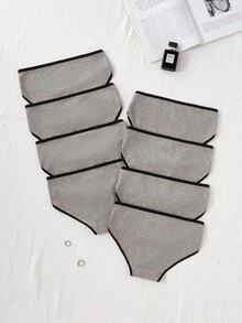 8件套女童简约时尚薄款中腰提臀内裤 - 灰色 - 查看 2