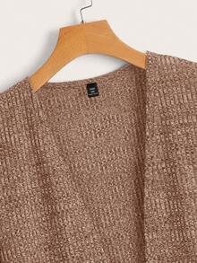 EMERY ROSE Plus Size Casual Ribbed Dual Pocket Front Cardigan, Autumn Fall Clothes Plus Size Plus Size Cardigan Plus Size Winter Clothes Fall Clothes For Women Brown Cardigan - Khaki - View 7