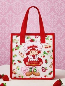 Strawberry Shortcake X SHEIN 1个卡通人物印花保温午餐包，非常适合保温或保冷。容量大，足以装下午餐盒和饮料，是野餐、露营、旅行或居家使用的理想之选。适合家庭和学生，也是不错的送礼选择。 - 紅色 - 查看 2