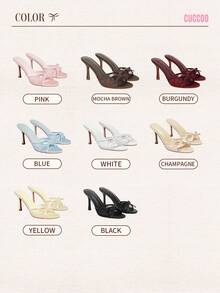 CUCCOO CHICEST Brown PU Ladies Pointed Toe High Heel Mule Sandals Spring Shoes Spring Break Easter Prom Heels