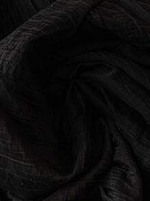 SHEIN PETITE CURVE Elegant Solid Color Waist Cinched Slim Fit Dress - Black - View 4