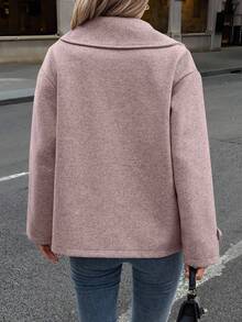 EMERY ROSE Women's Casual Lapel Double-Breasted Loose Jacket, Autumn - Dusty Pink - View 2