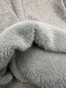 Chiquease Nuevo suéter de cuello redondo de manga larga con forro térmico para mujer - Gris - Ver 5