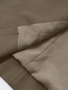 DAZY 女士休闲宽松格子拼接长袖翻领袖口街头风外套，秋冬女式外套 - 卡其色 - 查看 6