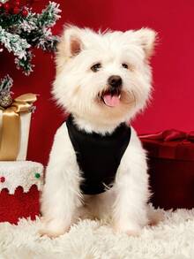 PETSIN 1pc Green Christmas Tree With Letter Pet Print Vest Black Christmas Skin Friendly Breathable Sleeveless Pet Clothing - Multicolor - View 9