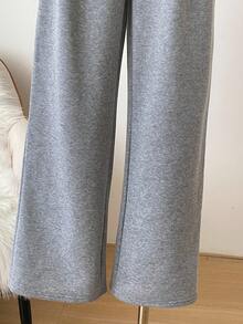3pcs/Set Teen Girl Casual Versatile Knit Draped Comfortable Black, White, Gray Sweatpants Fall Winter - Multicolor - View 3