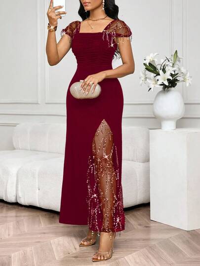 light purple dress long V Neck Purple Lace Long Prom Dress, Long Purple Lace Formal Dress, Lilac  Lace Evening Dress