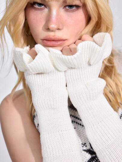 Kawaii 1 Pair Of Black Long Gloves Halloween Accessories Winter GlovesCold Gloves