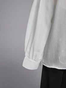 ROMWE EDITION 女式复古哥特式系带透明泡泡袖长袖衬衫 - 白色 - 查看 7