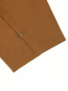 PAVTROS Pantalones holgados de pierna ancha con diseño de parches de metal, cuchillo curvo y estilo nicho para hombres, versátil, otoño