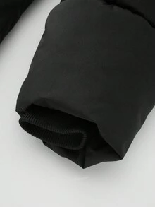 Manfinity Homme Áo khoác nam cỡ lớn có mũ, lót bông, thích hợp cho mùa Thu/Đông. - màu đen - Xem 7