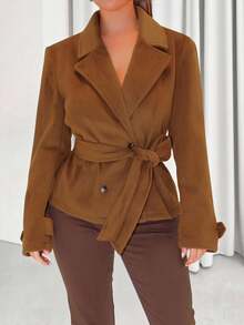 Zolique Women's Solid Color Minimalist Casual Long Sleeve Jacket