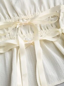 Sweetra French Style Loose Solid Color Waist Tie Halter Top, Flowy Relaxed Wide Leg Pants, Fashionable 2-Piece Set For Women