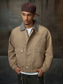 AXEPEAK Men's Solid Color Minimalist Casual Long Sleeve Jacket, For Fall, Winter