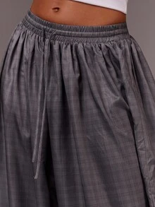 Athîral Women's Slate Grey Loose-Fit Jogger Pants | Lightweight Plaid Blended Fabric, Relaxed Wide-Leg Silhouette, Elastic Waistband With Adjustable Drawcord, Elasticized Cuffed Ankles, Minimalist Sporty Street Style For Autumn And Winter, Outdoor & Everyday Essential,New Year Clothes,Fall Outfits For Women - Multicolor - View 2