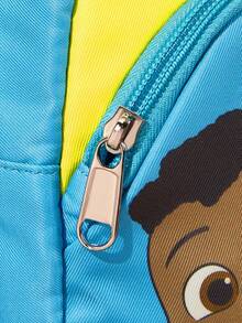 SHEIN 1 件可爱卡通图案印花涤纶背包，配有可调节肩带，JJ、Nina、Cici、Cody、Friendship，适合返校 - 藍色 - 查看 6