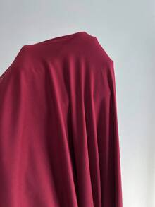 SHEIN Unity 女士优雅性感网眼拼接连衣裙，秋冬 - 酒紅色 - 查看 7