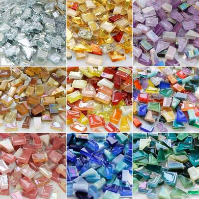 150g/5.3oz Mixed Size Glass Mosaic Tiles, DIY Craft Supplies For Art Projects, Home Decor Crafting Accessories Glass Supplies