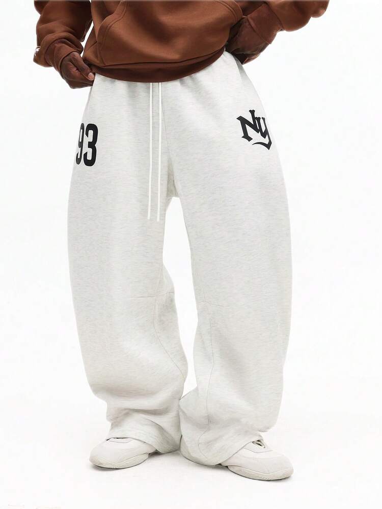 Wide Leg Sweatpants With Side Logo Print