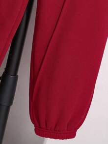 SHEIN Tween Boy 2 Pieces Hoodie & Sweatpants Set, Versatile All-Match, Suitable For Autumn/Winter - Burgundy - View 7