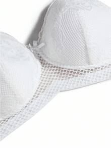 SHEIN 1 pieza Sujetador inalámbrico de encaje y parches para tallas grandes - Blanco - Ver 10