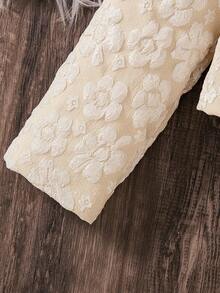 SHEIN Elladie kids 2pcs/Set Young Girl Fashion Jacquard Bow Tulle Ruffle Long Sleeve Jacket & Skirt Set, Autumn/Winter