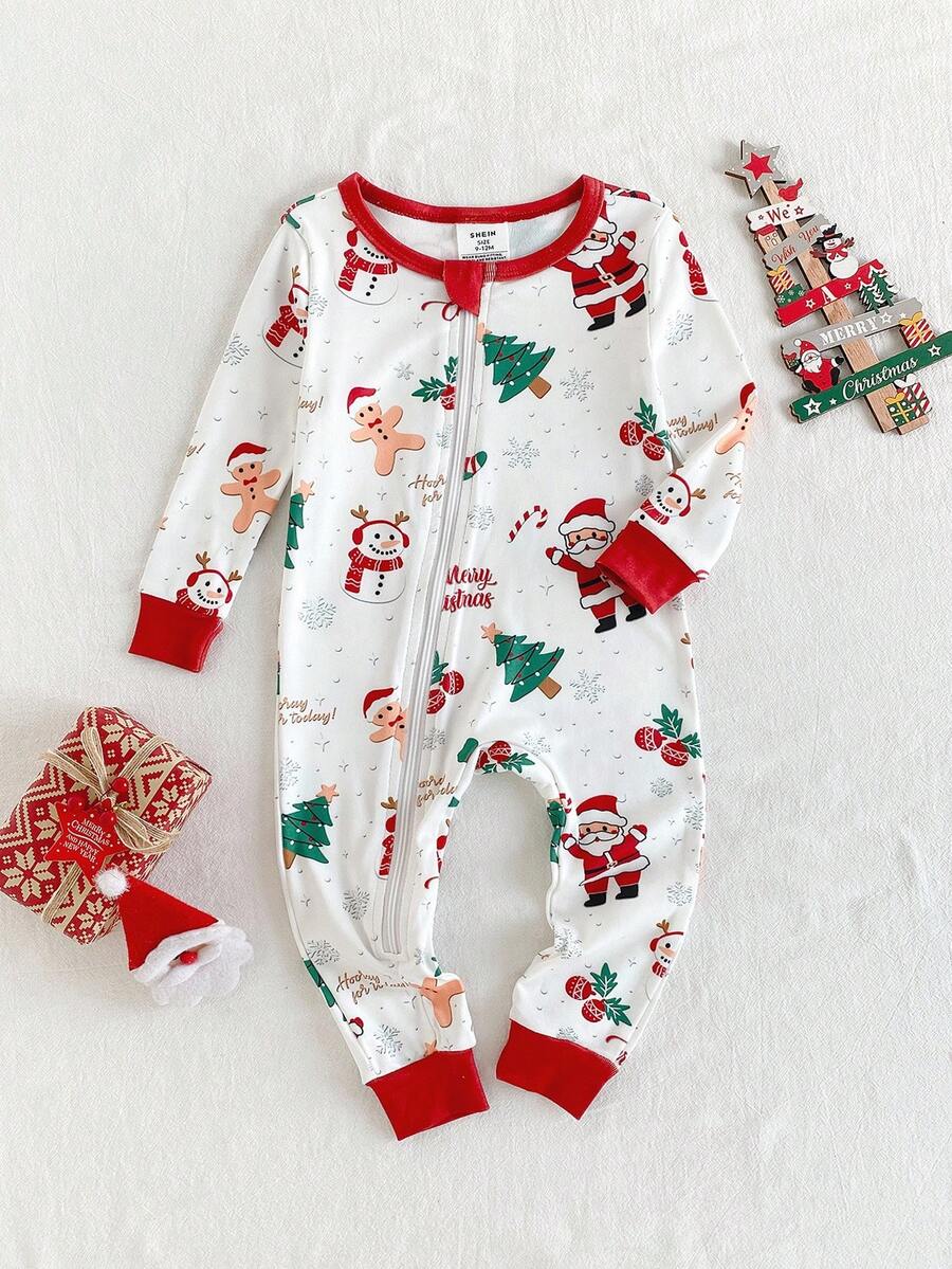 婴幼儿男童长袖连脚睡衣 - 白色 - 查看 1