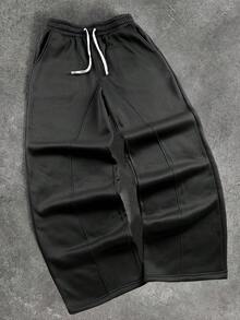 PAVTROS Men's Casual Loose Drawstring Sweatpants, Street Style - Black - View 1